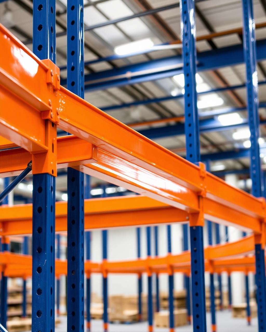 Rack industrial azul y naranja